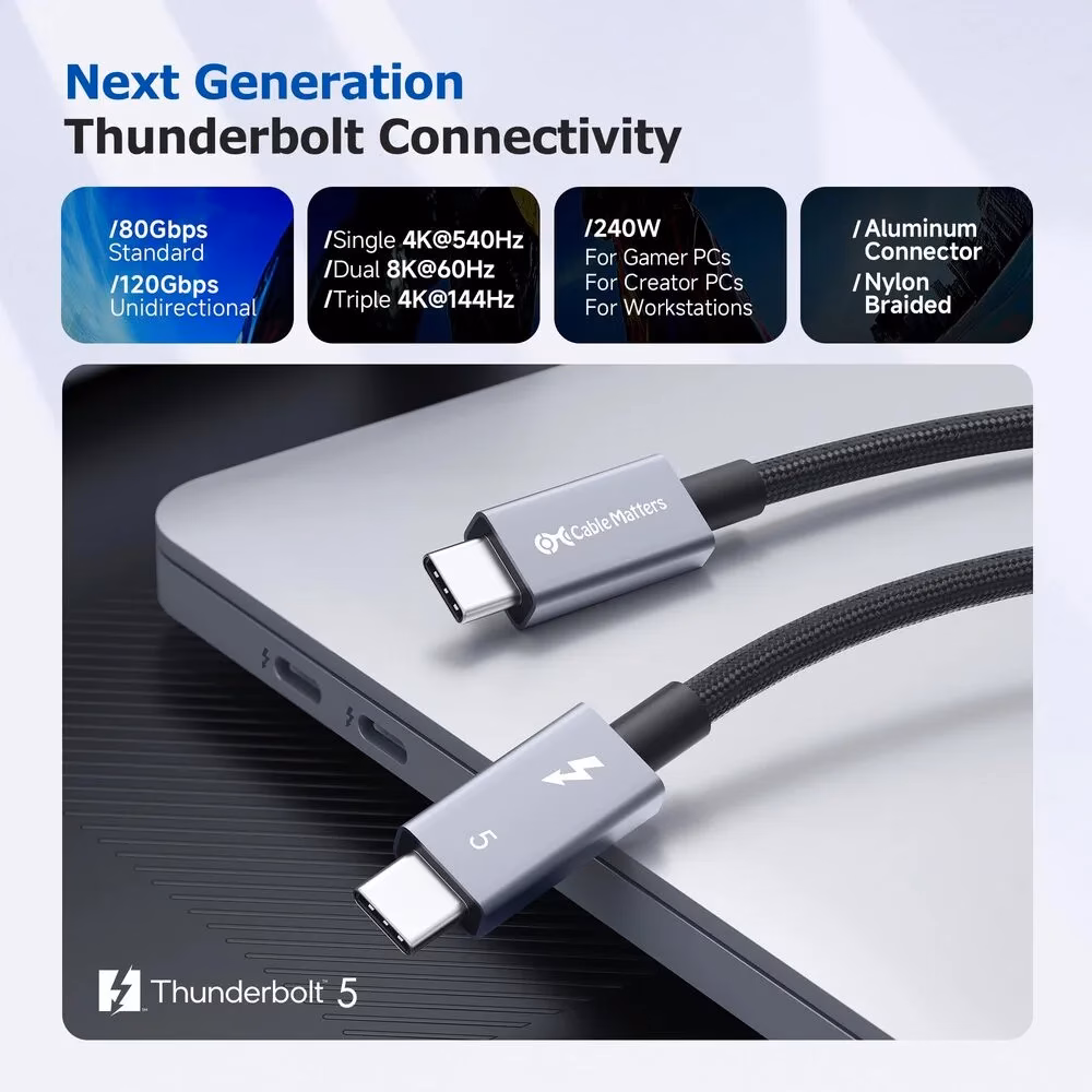 What Laptops have Thunderbolt 5 in 2025 - List of TB5 Laptops 3 Thunderbolt 5 Cable 2