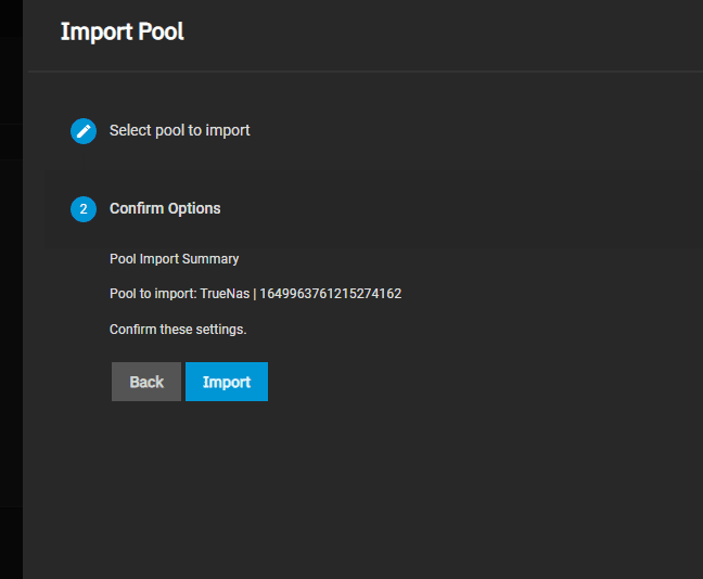 TerraMaster F4-422 Upgrade TrueNAS Core to TrueNAS Scale for Docker Compatibility 3 Truenas Core to Scale poolimport1