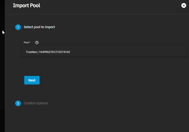 TerraMaster F4-422 Upgrade TrueNAS Core to TrueNAS Scale for Docker Compatibility 2 Truenas Core to Scale poolimport2