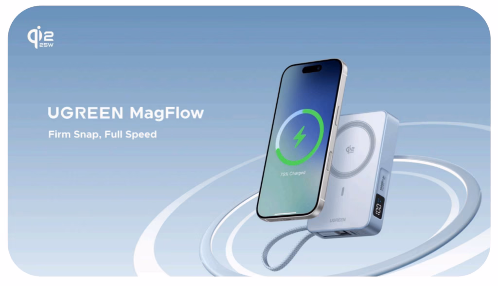 UGREEN MagFlow Magnetic Power Bank 10000mAh 25W 1024x590 1