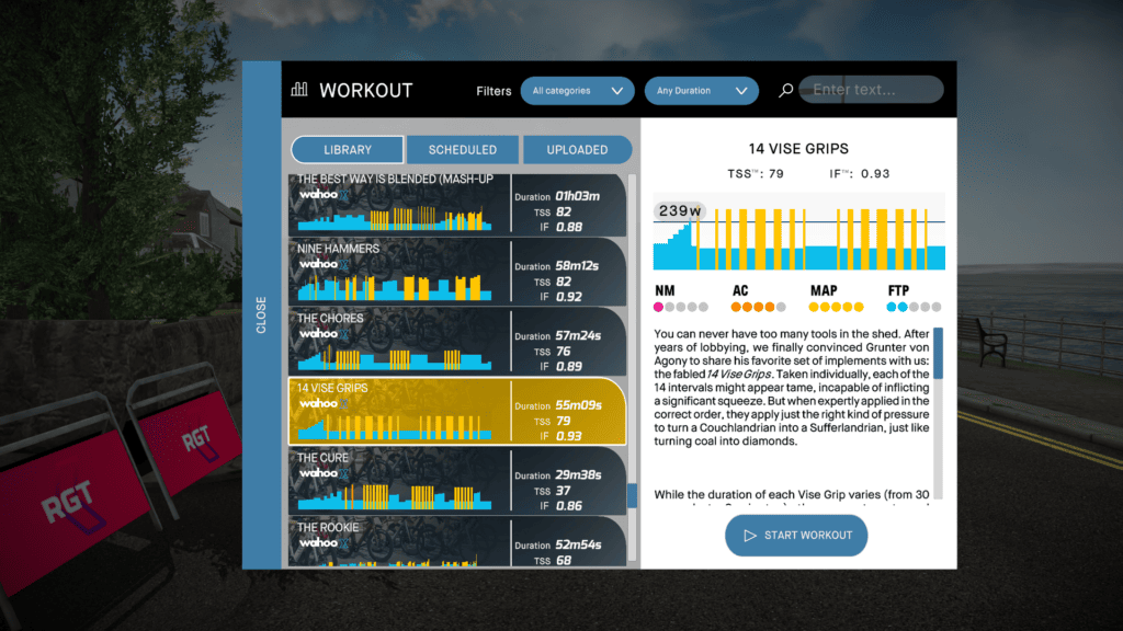 Wahoo X adds personised training with Four-Dimensional Power(R) (4DP) workouts 2 Workout selector screenshot 1024x576 1