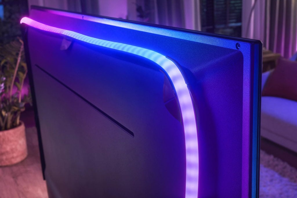 Hottest 2020 Trends In Home Office 6 philips hue play gradient lightstrip behind the tv light strip 1024x683 1