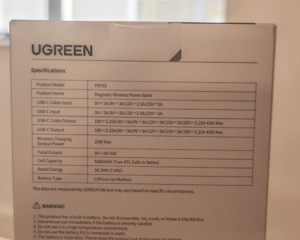 2026 UGREEN MagFlow Pro Magnetic Power Bank 25W Specs